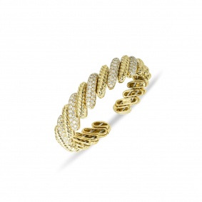 Yellow Gold Diamond Cuff Bangle 5.10ct TDW